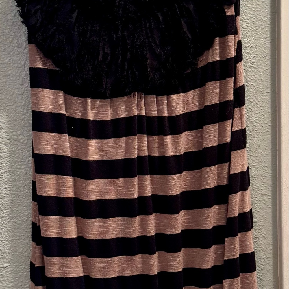 Black and Tan Striped Sleeveless Top